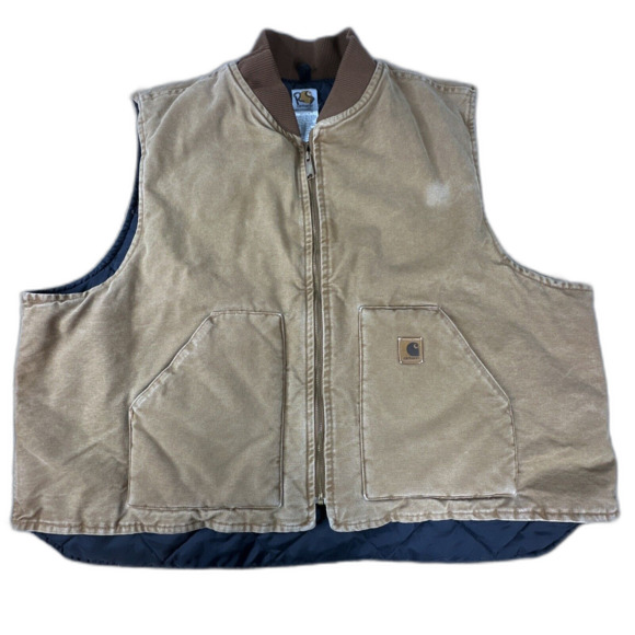 CARHARTT V02 Duck Canvas Vest Quilt Lined Brown Vintage USA Made Size 4XL - Picture 1 of 9
